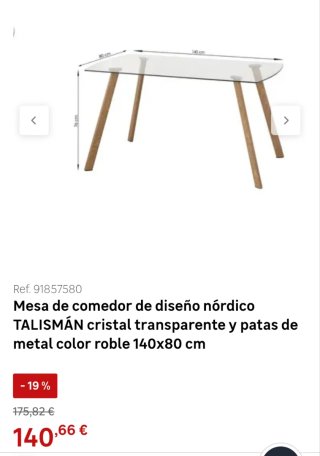 Mesa Comedor Cristal y Madera Nórdica
