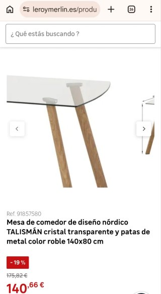 Mesa Comedor Cristal y Madera Nórdica