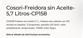 Freidora de aire Cosori CP158-AF-RXR