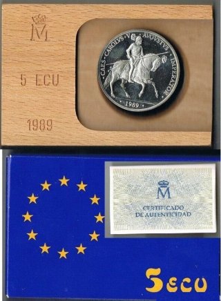 Moneda de Plata 5 ECU 1989