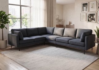 Sofá Rinconera Azul/Gris