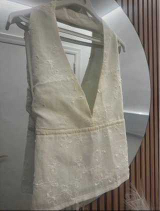 Conjunto blanco top y pantalón palazzo