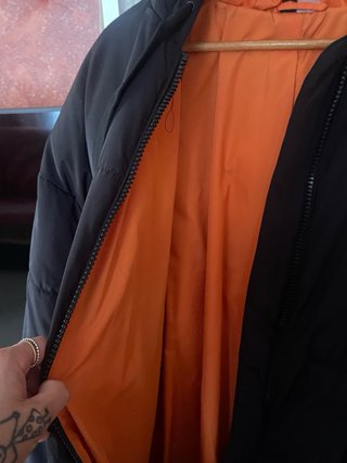 Plumas largo mujer negro/naranja oversize