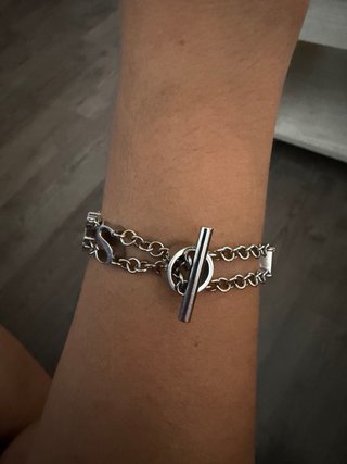 Pulsera Tous Doble Cadena Plata.