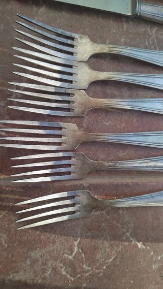 Lote cubiertos metal plateado