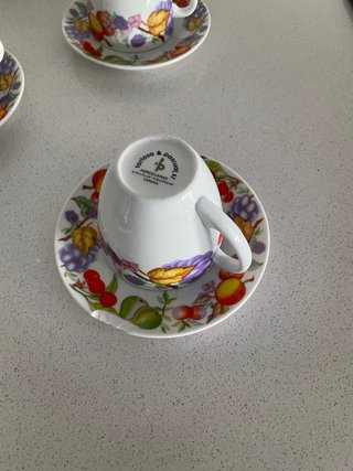 Juego de 6 tazas de café con platillos