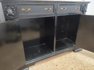 Mueble recibidor vintage negro tapa de mármol