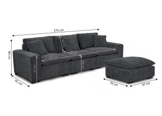 SUPER OFERTA SOFA SOPHIA MODULAR GRIS Y NEGRO