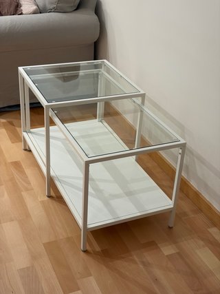 Mesa de centro blanca 2 en 1 con cristal