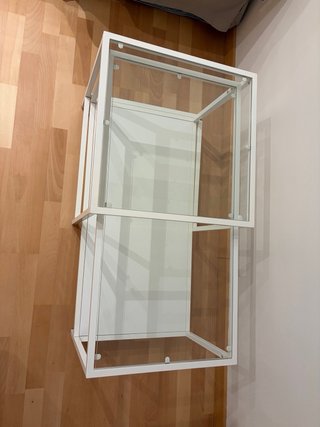 Mesa de centro blanca 2 en 1 con cristal