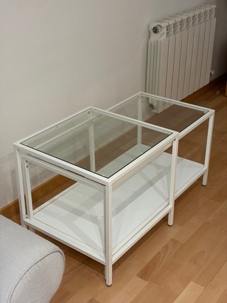 Mesa de centro blanca 2 en 1 con cristal