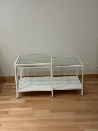 Mesa de centro blanca 2 en 1 con cristal