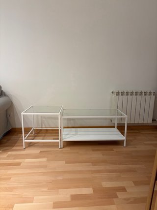 Mesa de centro blanca 2 en 1 con cristal