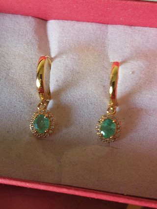 Pendientes Aro Esmeralda y Circonitas