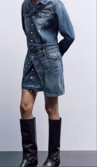 Vestido vaquero Zara doble falda T. L