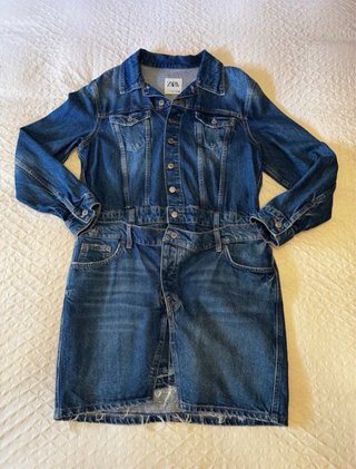 Vestido vaquero Zara doble falda T. L