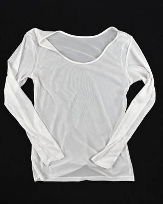 Top tul transparente manga larga blanco