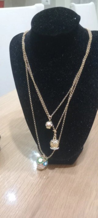 Collana tre ciondoli oro e multicolor