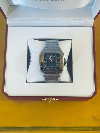 Reloj Cartier Plata y Azul