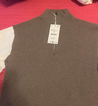 Jersey Zara Mujer Cuello Alto Cremallera M