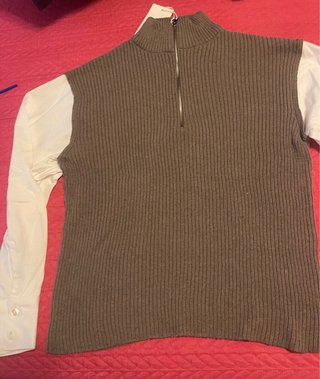 Jersey Zara Mujer Cuello Alto Cremallera M