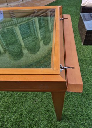 Mesa de comedor extensible de madera y cristal