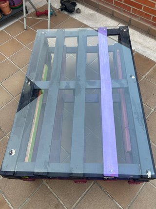 Mesa Palets con Cristal y ruedas