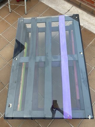 Mesa Palets con Cristal y ruedas