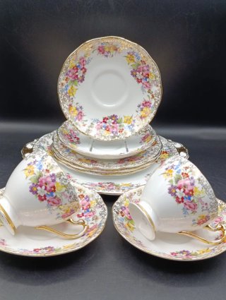 Juego de té Roslyn Inglés Porcelana Flores