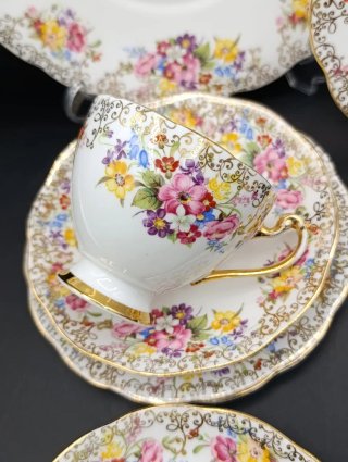 Juego de té Roslyn Inglés Porcelana Flores