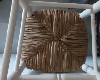 Silla Rústica Madera y Enea Blanca