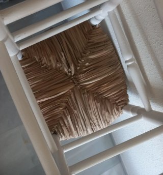 Silla Rústica Madera y Enea Blanca