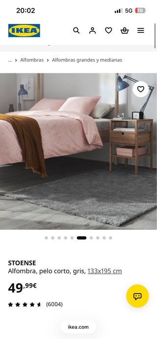 Alfombra Stoense Ikea gris pelo corto 133x195.