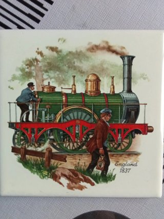 3 Azulejos Decorativos Locomotoras Antiguos