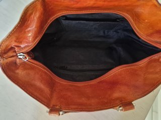 Bolso artesanal mujer naranja y rojo