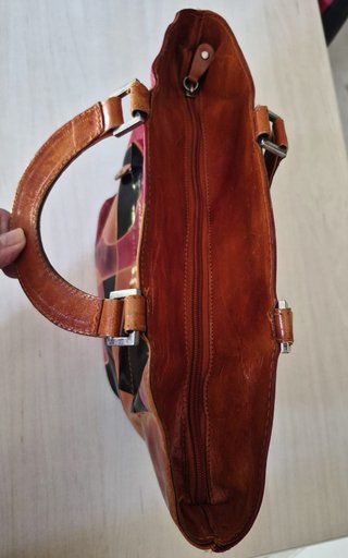 Bolso artesanal mujer naranja y rojo