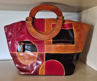 Bolso artesanal mujer naranja y rojo