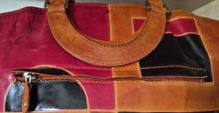 Bolso artesanal mujer naranja y rojo
