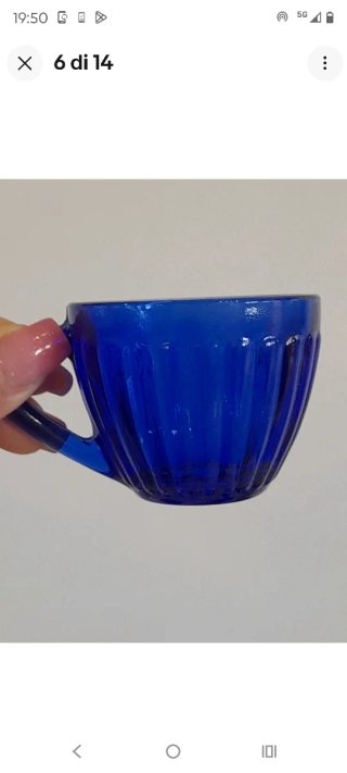 Set Tazzine Caffè Colorex Vetro Blu Cobalto