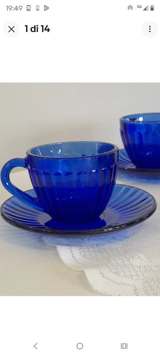Set Tazzine Caffè Colorex Vetro Blu Cobalto