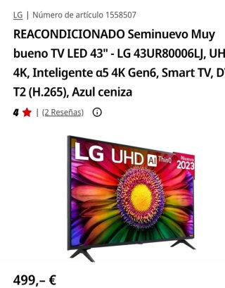 TV LG 43 REACONDICIONADO 4K UHD