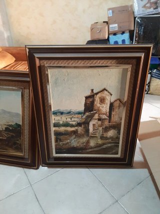 Conjunto de 3 cuadros y espejo