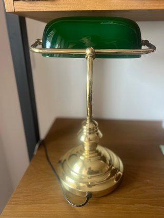 Lámpara Banquero Verde y Dorada