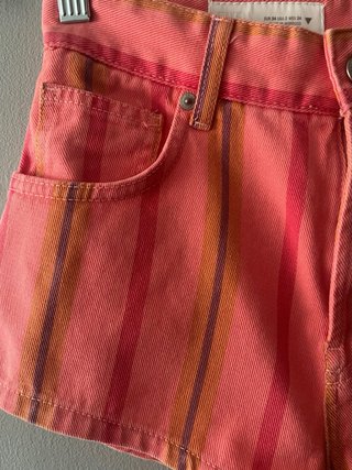 Shorts Zara Coral Rayas Talla 34 Nuevos