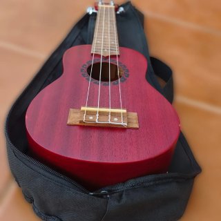 Ukelele Rojo con Funda Negra