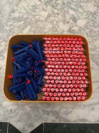 Balas Nerf Azules y Rojas