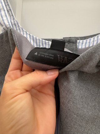 Top Zara combinado gris rayas azules Talla S