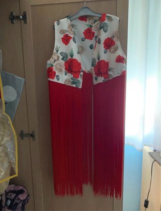 Chaleco Flamenca Gitana Flores Rojas