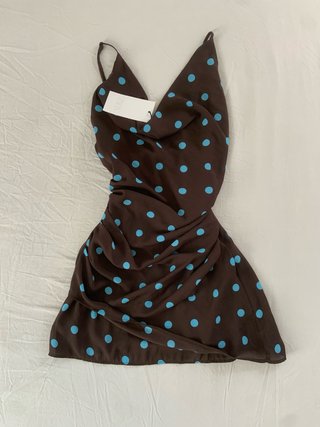 Vestido Zara lunares azul y marrón