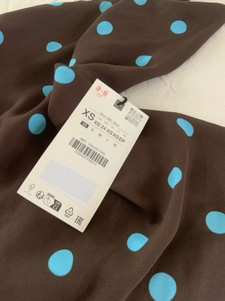 Vestido Zara lunares azul y marrón